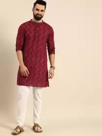Men Cotton Kurta with Trousers