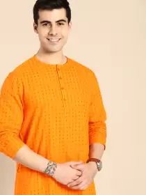 Men Cotton Embroidered Kurta