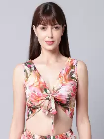 Women Printed Cropped Swim Tops