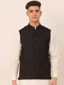 Men Solid Woven Nehru Jackets