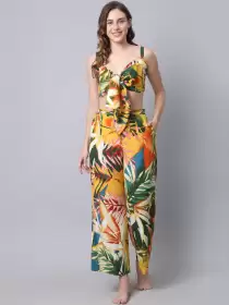 Women Tropical Printed Beachwear Set