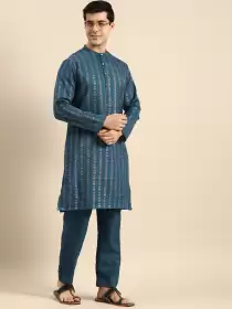 Men Embroidered Kurta with Trousers