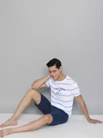 Men Striped Night Suit