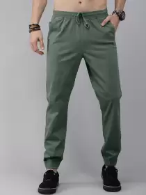 Men Solid Slim-Fit Pure Cotton Joggers