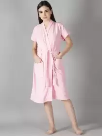 Women Solid Bath Robe