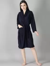 Women Solid Bath Robe
