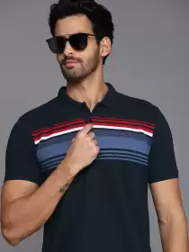 Men Striped Polo Collar T-shirt