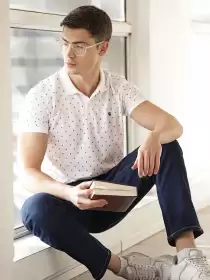Geometric Polo Collar T-shirt