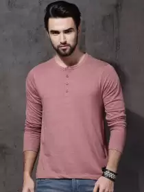 Solid Henley Neck T-shirt