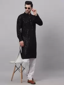 Men Embroidered Kurta with Churidar