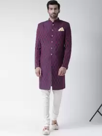 Men Woven Design Sherwani Set