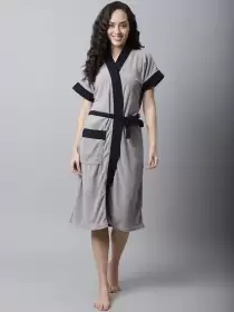 Women Solid Bath Robe