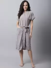 Women Solid Bath Robe