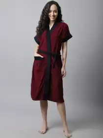 Women Solid Bath Robe