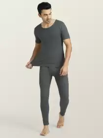 Men Solid Cotton Thermal Set