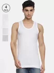 Men Pack Of 4 Solid Pure Cotton Basic Vests