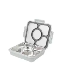 Solid Stainless Steel Lunch Box With 4 Compartment Containers