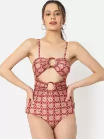 Women Printed Cut-Out Swimsuit