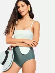 Women Dual Tone One Piece Swimsuit