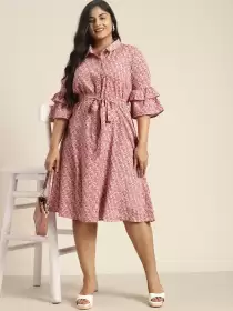 Plus Size Floral Shirt Dress
