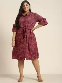 Plus Size Floral Shirt Dress