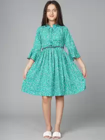 Printed Tie-Up Neck Dress