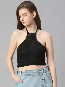 Women Self-Design Crochet Swim Tops