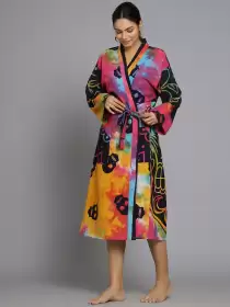 Women Printed Pure Cotton Bath Robe