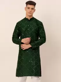 Men Embroidered Silk Kurta