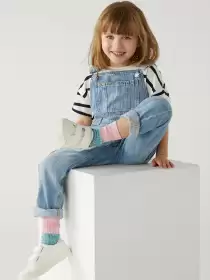 Girls Straight Leg-Fit Dungaree With T-Shirt