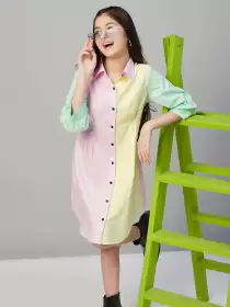 Puffed Sleeve Cotton Dress