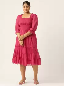 Plus Size Chiffon Midi Dress