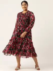 Floral Chiffon Midi Dress