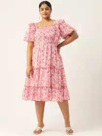 Floral Chiffon Midi Dress