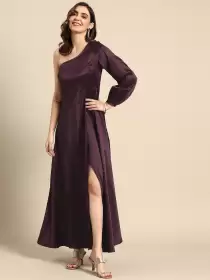 Satin Maxi One Shoulder Dress