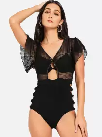Women Self-Design Cut-Out Detailed One-Piece swimsuit