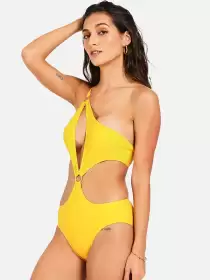 Women One-Shoulder Cut-Out Detailed Swimsuit