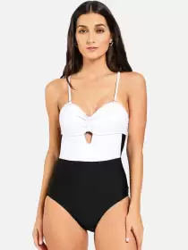 Women Shoulder Straps Tie Up Bodysuit