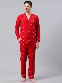 Men Printed Night Suit