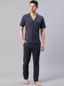 Men Lapel Collar Night Suit