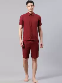Men Shirt Collar Night Suit
