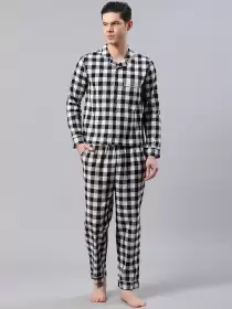 Men Checked Night Suit