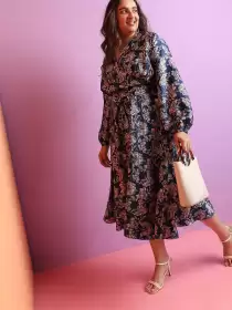 Plus Size Floral Midi Dress