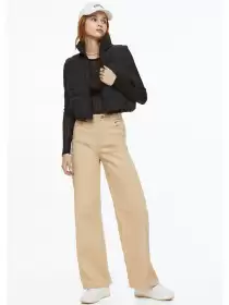 Women Wide Twill Trousers