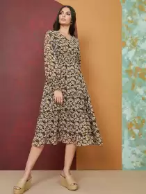 Floral A-Line Midi Dress