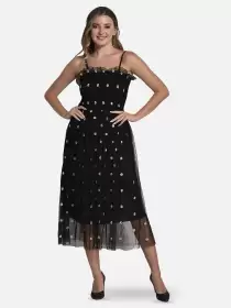 Embroidered Net Midi Dress