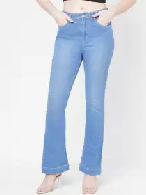 Flared High-Rise Cotton Jeans