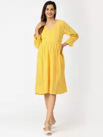Schiffli Cotton A-Line Dress