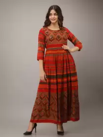 Printed Flared Ethnic Dress