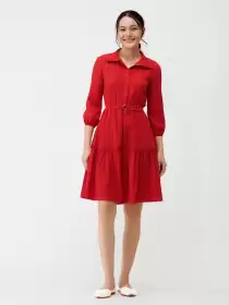 Puff Sleeves Peplum Dress